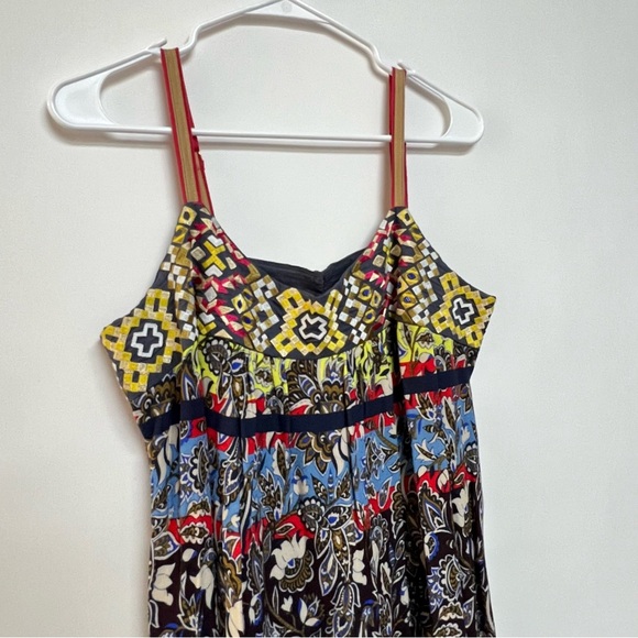 Anthropologie One September Cosima Dress Boho Scarf Print Midi Loose Medium - Picture 9 of 11